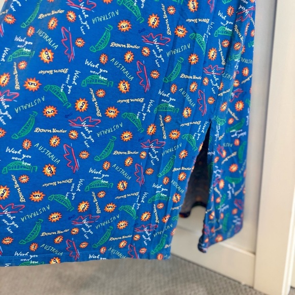 Australia 80's 90's Women's Short Sleeve Mumu Dress Vacation Down Under Boho OS - Picture 5 of 10